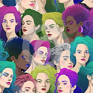 Portraits of a various beautiful girls with different hairstyle.