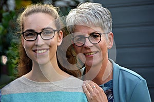 Portraits of a young woman and her mother