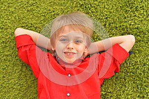 Portrat of blonde little boy photo