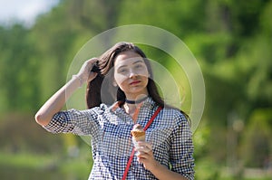 Portrate of teenager with ice cream