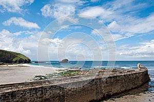 Portreath Beach and harbour cornwall