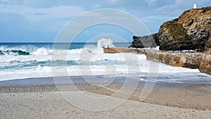 Portreath Harbour in a Storm, North Cornwall Coast