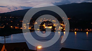 Portree harbour at night