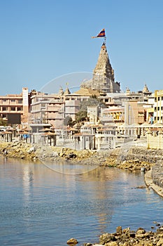 Dwarka Bay and Krisna Temple photo