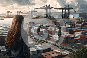 Portside panorama: Stunning views of bustling cargo ships and containers
