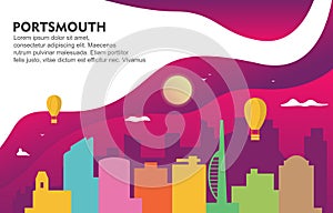 Portsmouth City Building Cityscape Skyline Dynamic Background Illustration