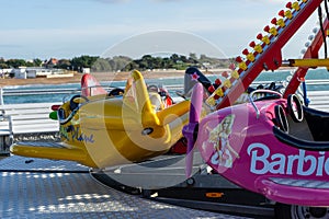 10/12/19 Portsmouth, Hampshire, UK Airplane ride for children at a funfair