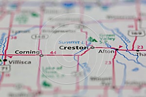 05-06-2021 Portsmouth, Hampshire, UK, Creston Iowa USA Shown on a Geography map or road map photo