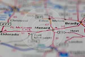 06-30-2021 Portsmouth, Hampshire, UK, Menard Texas USA shown on a Geography map or Road map