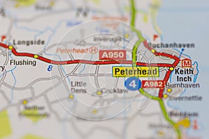 02-24-2021 Portsmouth, Hampshire, UK Peterhead shown on a road map or geography map photo