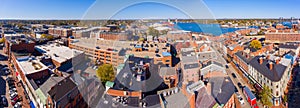 Portsmouth historic downtown aerial view, NH, USA