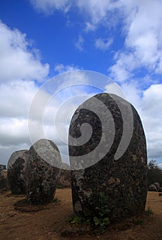 Portugal, Alentejo Region, Evora. Chromlech of Almendres standing granite stones. photo