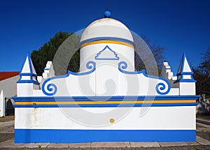 Portugal, Alentejo Region, Evora, Monsaraz. Typical fountain.