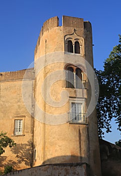 Portugal, Alentejo Region, The medieval Alvito Castle in the late afternoon sunlight.