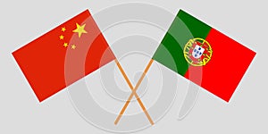 Portugal and China. The Portuguese and Chinese flags. Official colors. Correct proportion. Vector