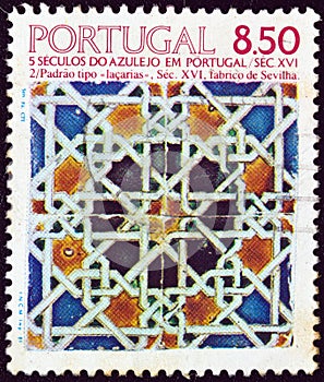 PORTUGAL - CIRCA 1981: A stamp printed in Portugal shows Arms of Jaime, Duke of Braganca Seville, 1510, circa 1981.