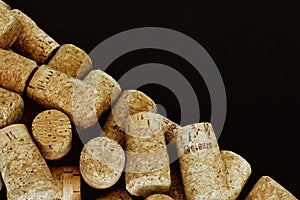 Portugal cork wine. Corky background. Texture. Geometry. Oak. Material. Warm. Brown yellow black. Shadows. Holiday winedays sweet