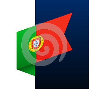 Portugal corner flag icon. national emblem in origami style. Paper cutting Corner Vector illustration