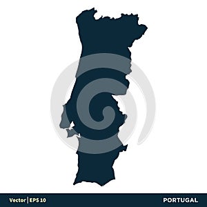 Portugal - Europe Countries Map Vector Icon Template Illustration Design. Vector EPS 10.