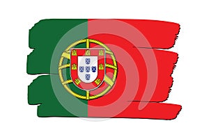 Portugal Flag with colored hand drawn lines in Vector Format