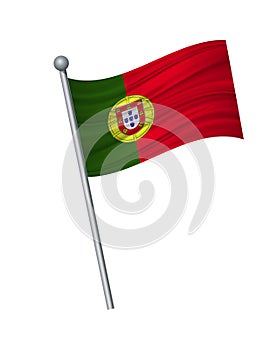 waving of flag on flagpole, Official colors and proportion correctly. vector illustration isolate on white background