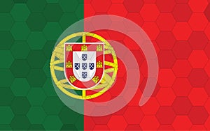 Portugal flag illustration. Futuristic Portugese flag graphic with abstract hexagon background vector. Portugal national flag