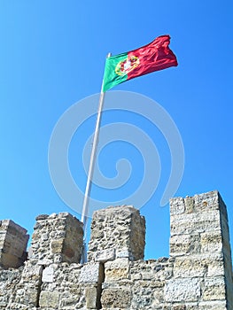 Portugal Flag Waving Saint George Castle