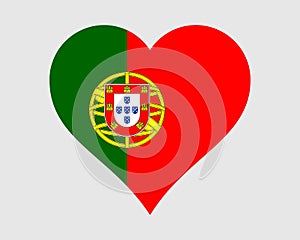 Portugal Heart Flag. Portuguese Love Shape Country Nation National Flag. Portuguese Republic Banner Icon Sign Symbol. EPS Vector photo