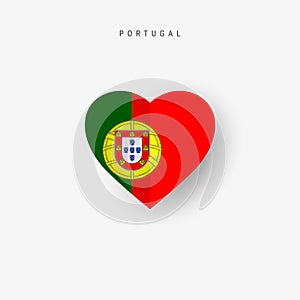 Portugal heart shaped flag. Origami paper cut Portuguese national banner