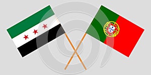 Portugal and Interim Government of Syria. The Portuguese and Coalition flags. Official colors. Correct proportion. Vector