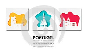 Portugal Landmark Global Travel And Journey paper background. Vector Design Template.used for your advertisement, book, banner,