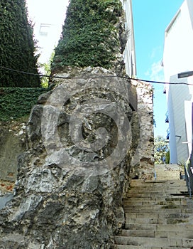 Portugal, Lisbon, 58 Av. Infante Santo, stone stairs up