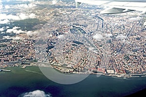 Portugal, Lisbon: Aerial view of Lisbon