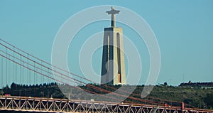 Portugal, Lisbon, Av. Brasilia, view of the Christ the King (Santuario de Cristo Rei photo