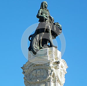 Portugal, Lisbon, Avenida da Liberdade, monument to Marquis of Pombal, statue of a diplomat and politician