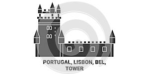 Portugal, Lisbon, Bel, M Tower, travel landmark vector illustration photo