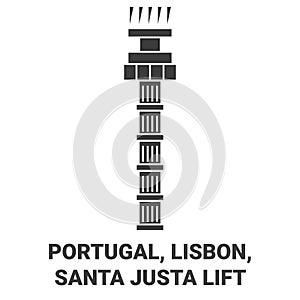 Portugal, Lisbon, Santa Justa Lift travel landmark vector illustration