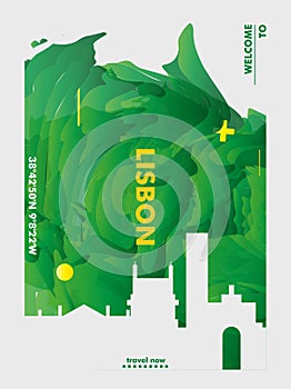 Portugal Lisbon skyline city gradient vector poster
