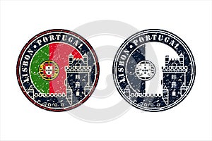 Portugal Lisbons Stamp Travel  Design Vector Logo