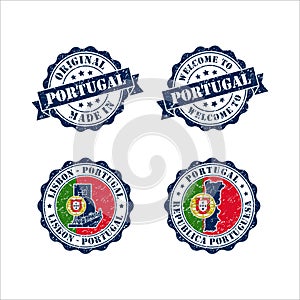 Portugal Lisbons Stamp Travel  Design Vector Logo