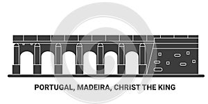 Portugal, Madeira, Christ The King, travel landmark vector illustration photo