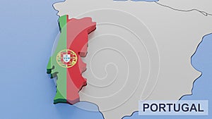 Portugal map 3D illustration