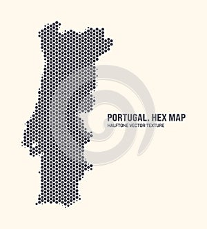 Portugal Map Vector Hexagonal Half Tone Pattern Isolated On Light Background
