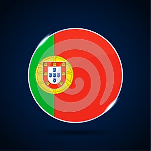 Portugal national flag Circle button Icon. Simple flag, official colors and proportion correctly. Flat vector illustration