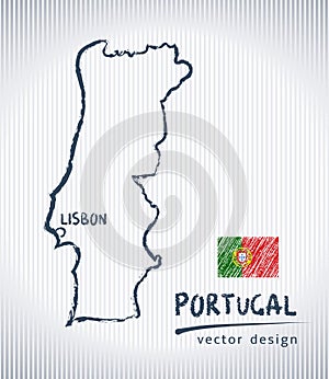 Portugal national vector drawing map on white background