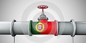 Portugal oil and gas fuel pipeline. Oil industry concept. 3D Rendering