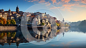 Portugal old town skyline from across the Douro River