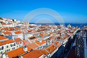 Portugal, panoramic view of old town Lisbon in summer, touristic centre of Lisbon photo