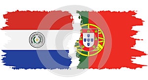 Portugal and Paraguay grunge flags connection vector