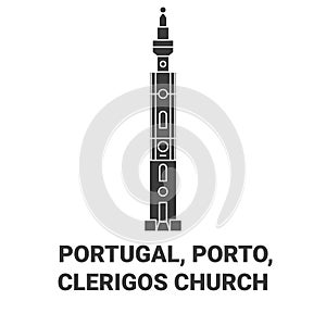 Portugal, Porto, Clerigos Church travel landmark vector illustration